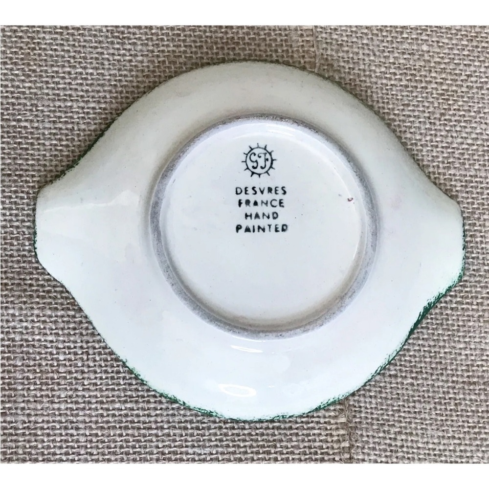 Vintage GF Desvres Peasant Ashtray Trinket Dish French Hand Painted Collectible - Picture 2 of 2